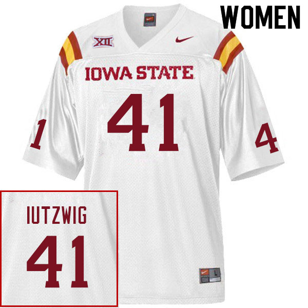 Iowa State Cyclones Women's #41 Drew Iutzwig Nike NCAA Authentic White College Stitched Football Jersey ZU42C04ON